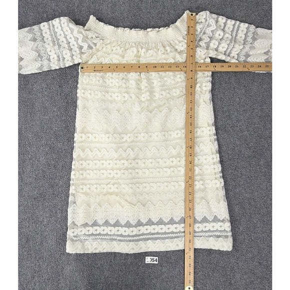 Trina Turk Dress Medium White Lace Hoku Off Shoulder Embroidered Romantic Dainty - Picture 4 of 8